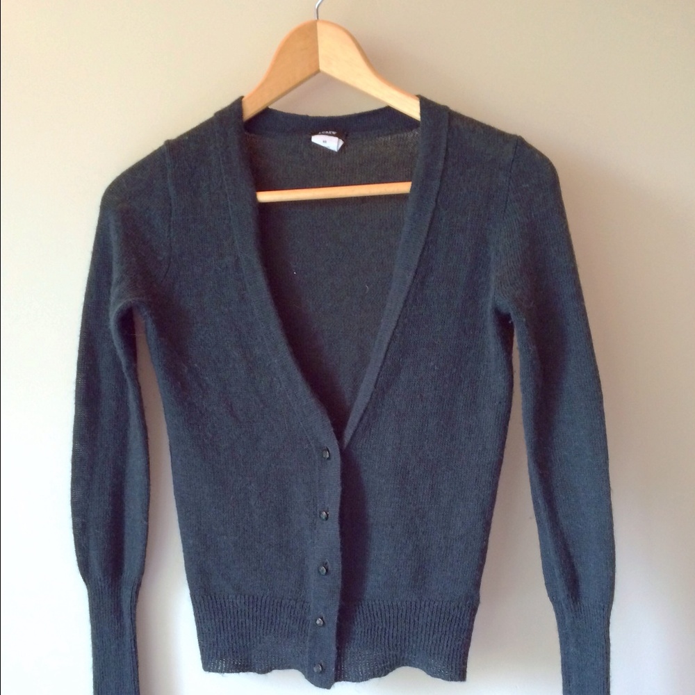 ๐ J. Crew Vintage Wool cardigan jewel buttons green